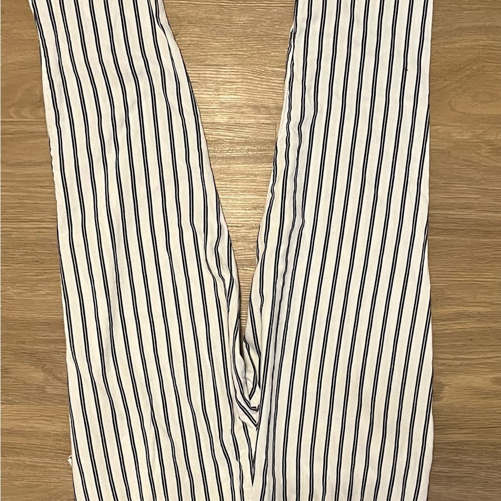 Navy Striped Women's Wide Leg Pants